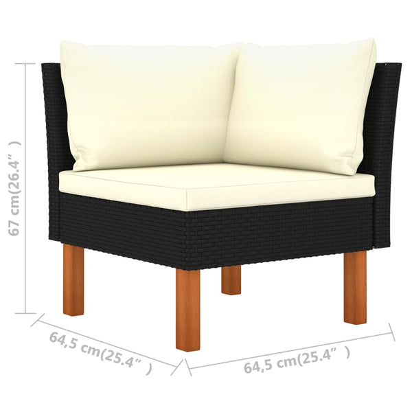 vidaXL 8-piece Garden Lounge Set with Cushions Poly Rattan Black