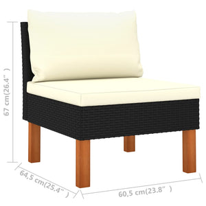 vidaXL 8-piece Garden Lounge Set with Cushions Poly Rattan Black