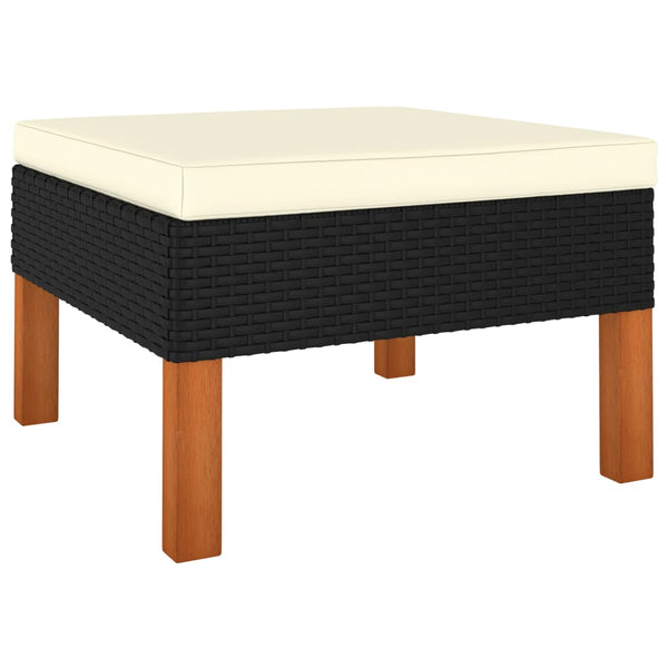 vidaXL 9-piece Garden Lounge Set with Cushions Poly Rattan Black