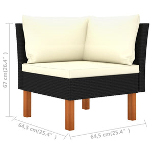 vidaXL 9-piece Garden Lounge Set with Cushions Poly Rattan Black