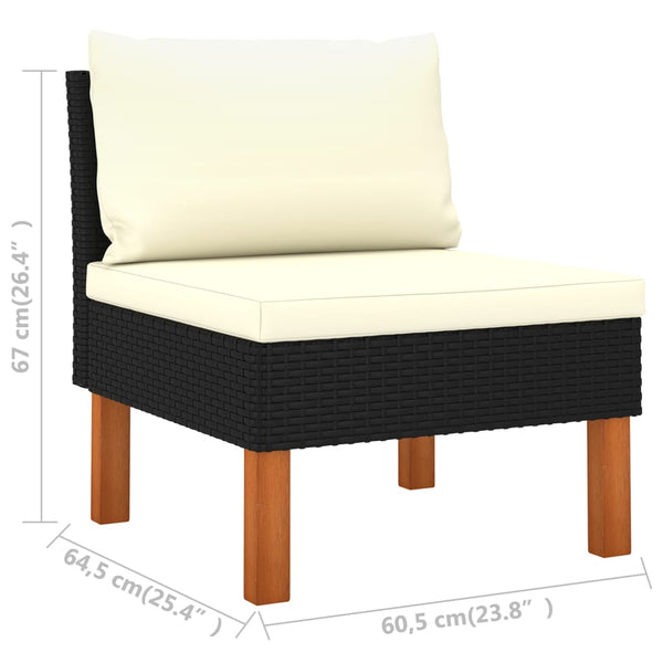 vidaXL 9-piece Garden Lounge Set with Cushions Poly Rattan Black