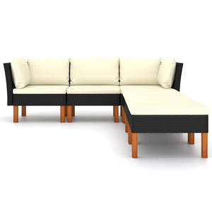 vidaXL 6-Piece Garden Lounge Set with Cushions Poly Rattan Black