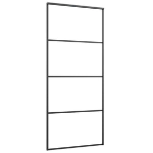 vidaXL Sliding Door Aluminum and ESG Glass 90x205 cm Black