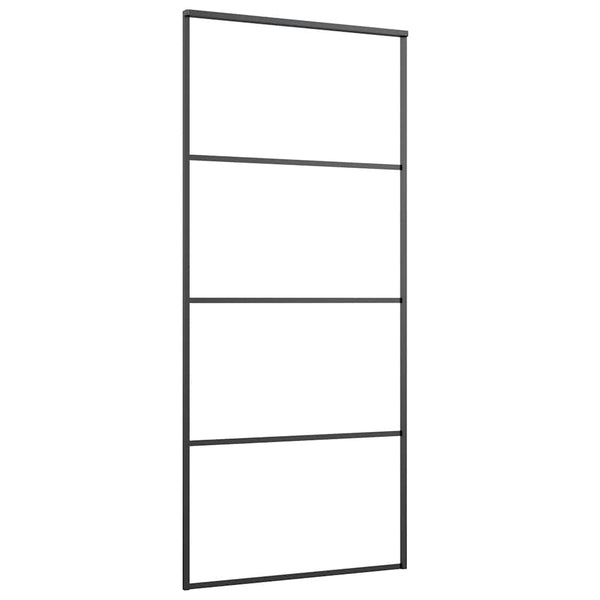 vidaXL Sliding Door Aluminum and ESG Glass 90x205 cm Black