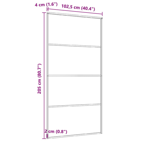 vidaXL Sliding Door Aluminum and ESG Glass 102.5x205 cm Black