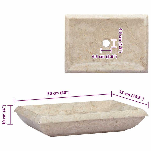 vidaXL Wash Basin Cream 50x35x10 cm Marble