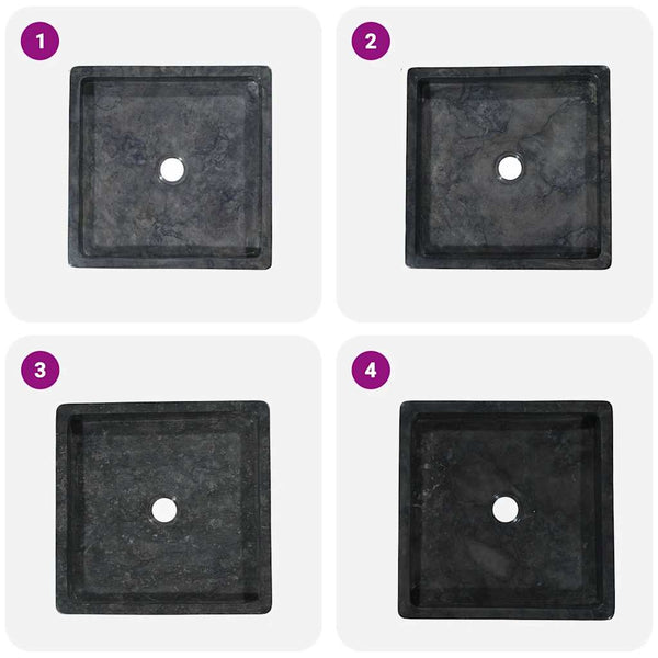 vidaXL Black Sink 40x40x10 cm Marble