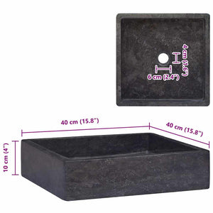 vidaXL Black Sink 40x40x10 cm Marble