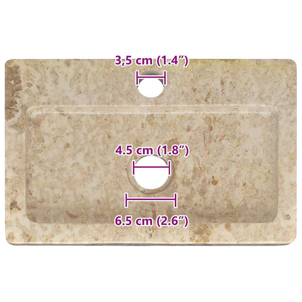 vidaXL Wall-Mounted Wash Basin Cream 38x24x6.5 cm Marble