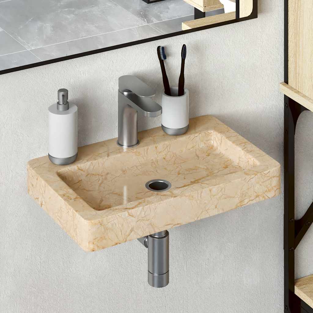vidaXL Wall-Mounted Wash Basin Cream 38x24x6.5 cm Marble
