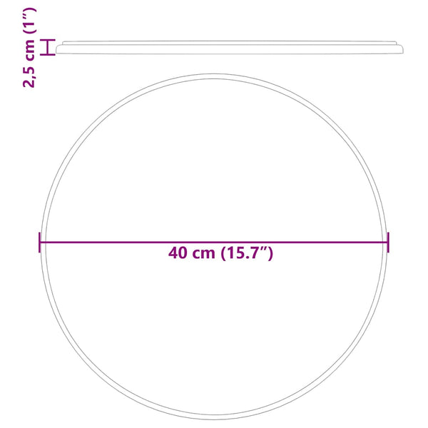 vidaXL Tabletop Black Ø40x2.5 cm Marble
