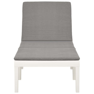 vidaXL Sun Lounger with Cushion Plastic White