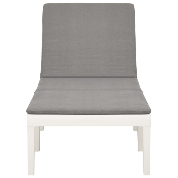 vidaXL Sun Lounger with Cushion Plastic White