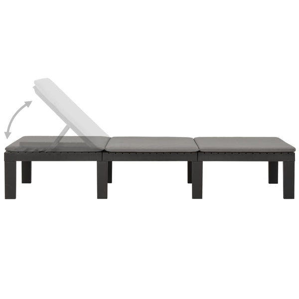 vidaXL Sun Lounger with Cushion Plastic Anthracite