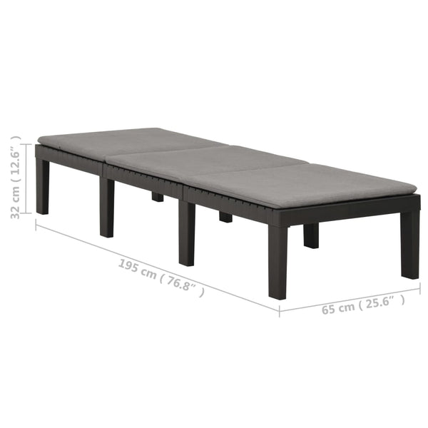 vidaXL Sun Lounger with Cushion Plastic Anthracite