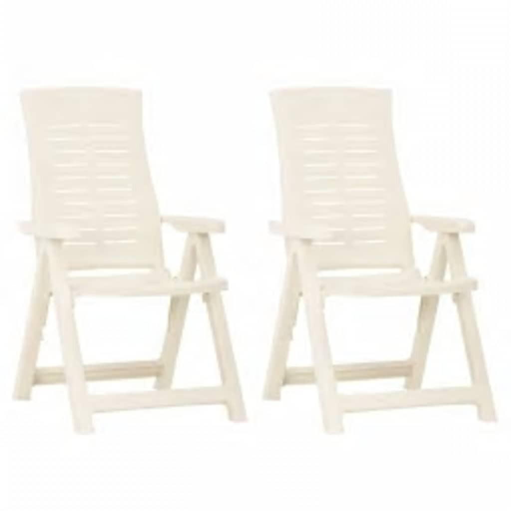 vidaXL Adjustable Garden Chairs 2 pcs. Plastic White