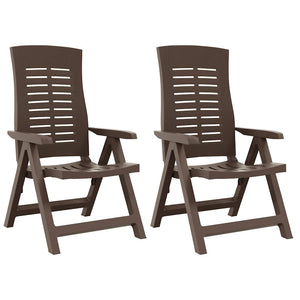 vidaXL Adjustable Garden Chairs 2 pcs Plastic Mocha Brown