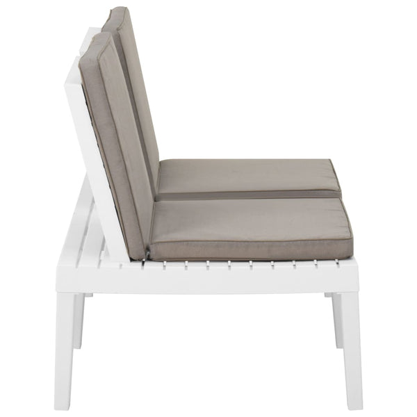 vidaXL Garden Lounge Bench with Cushions Plastic White