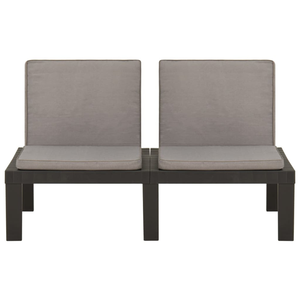 vidaXL Garden Lounge Bench with Cushions Plastic Grey
