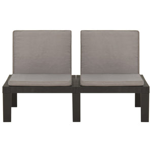 vidaXL Garden Lounge Bench with Cushions Plastic Grey