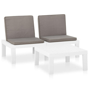 vidaXL 2-Piece Garden Lounge Set with Cushions Plastic White