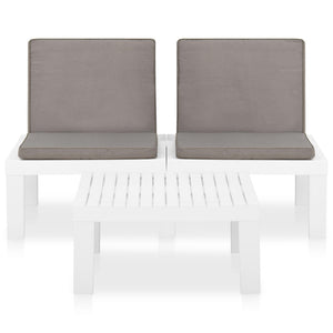 vidaXL 2-Piece Garden Lounge Set with Cushions Plastic White