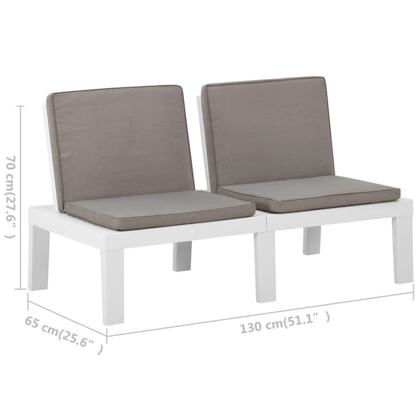 vidaXL 2-Piece Garden Lounge Set with Cushions Plastic White