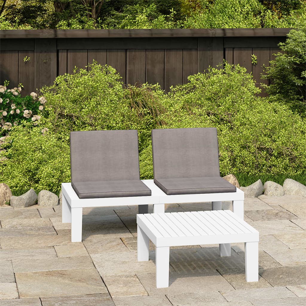 vidaXL 2-Piece Garden Lounge Set with Cushions Plastic White