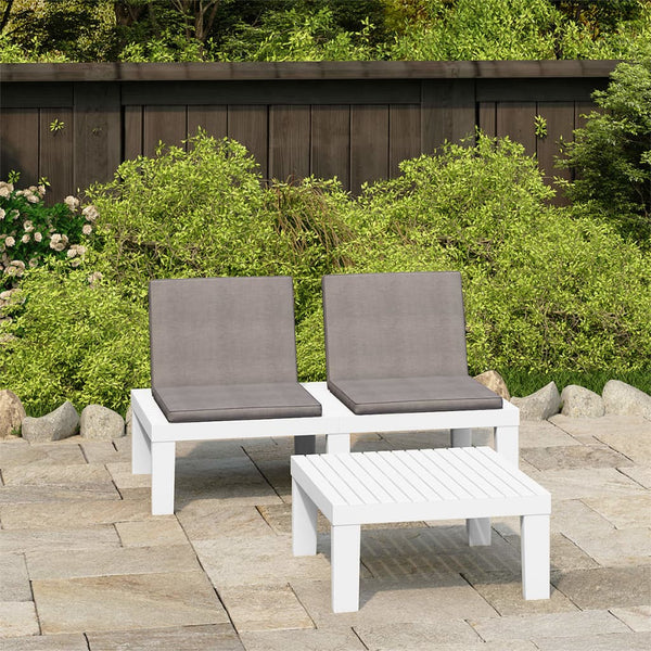 vidaXL 2-Piece Garden Lounge Set with Cushions Plastic White