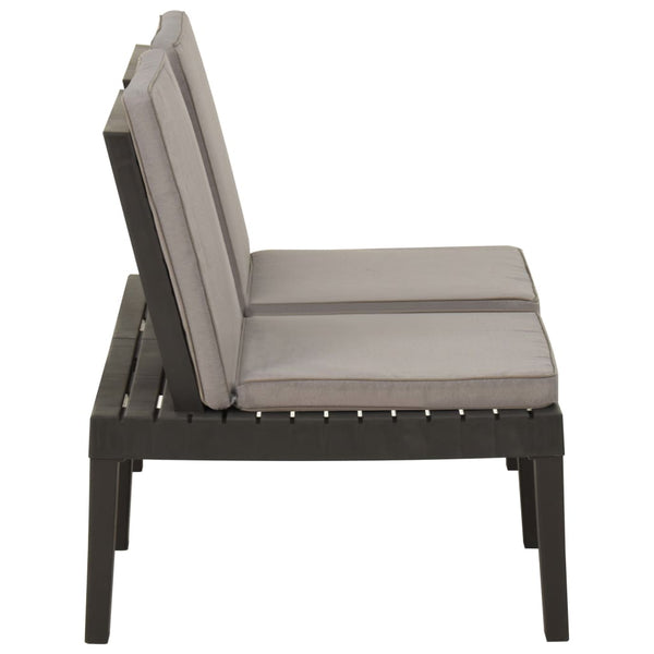 vidaXL 2-Piece Garden Lounge Set with Cushions Plastic Grey