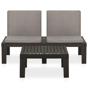 vidaXL 2-Piece Garden Lounge Set with Cushions Plastic Grey