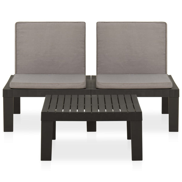vidaXL 2-Piece Garden Lounge Set with Cushions Plastic Grey