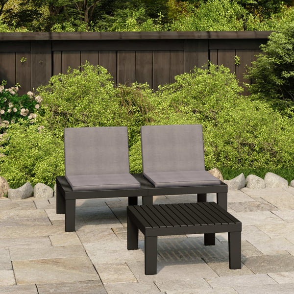 vidaXL 2-Piece Garden Lounge Set with Cushions Plastic Grey
