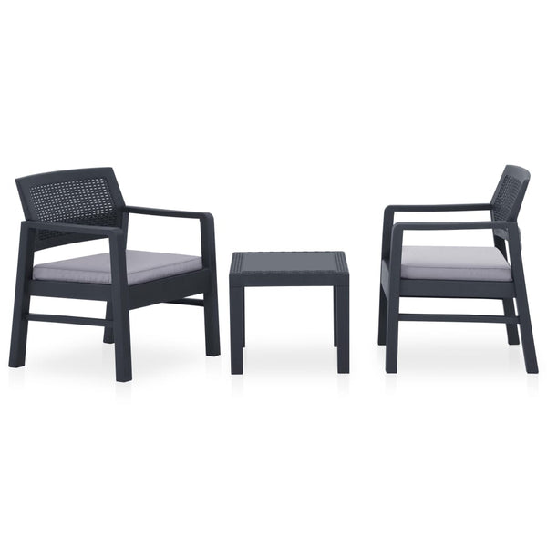 vidaXL 3-Piece Garden Lounge Set with Cushions Plastic Grey