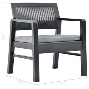 vidaXL 3-Piece Garden Lounge Set with Cushions Plastic Grey