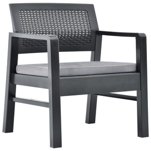 vidaXL 3-Piece Garden Lounge Set with Cushions Plastic Grey