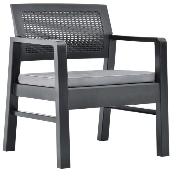 vidaXL 3-Piece Garden Lounge Set with Cushions Plastic Grey