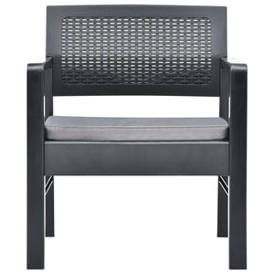 vidaXL 3-Piece Garden Lounge Set with Cushions Plastic Grey