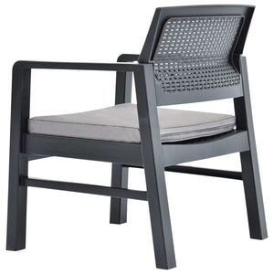 vidaXL 3-Piece Garden Lounge Set with Cushions Plastic Grey