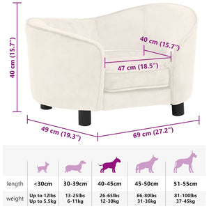 vidaXL Dog Sofa Cream 69x49x40 cm Plush