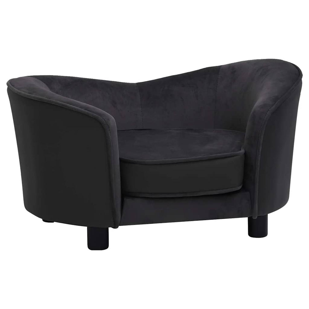 vidaXL Dog Sofa Black 69x49x40 cm Plush and Faux Leather