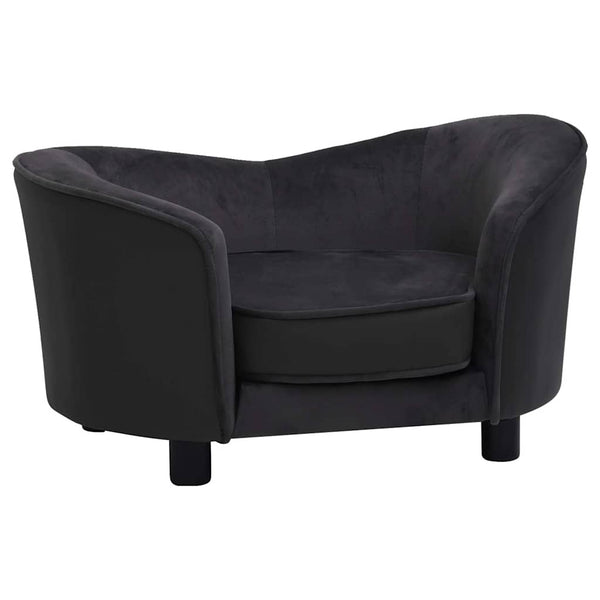 vidaXL Dog Sofa Black 69x49x40 cm Plush and Faux Leather
