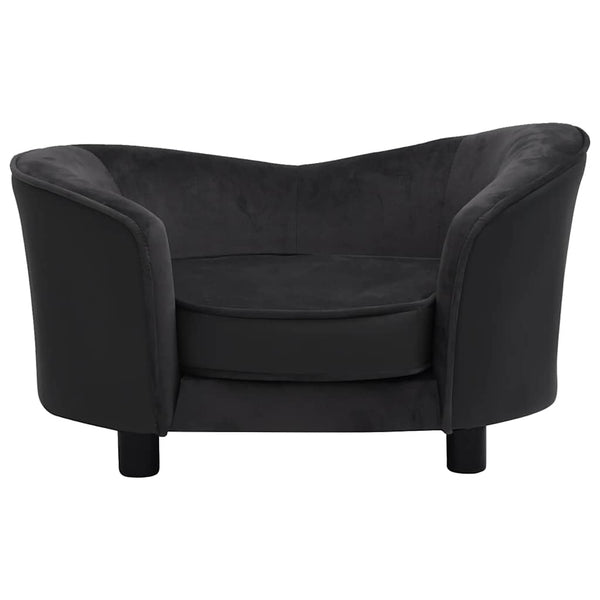 vidaXL Dog Sofa Black 69x49x40 cm Plush and Faux Leather