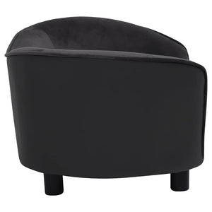 vidaXL Dog Sofa Black 69x49x40 cm Plush and Faux Leather