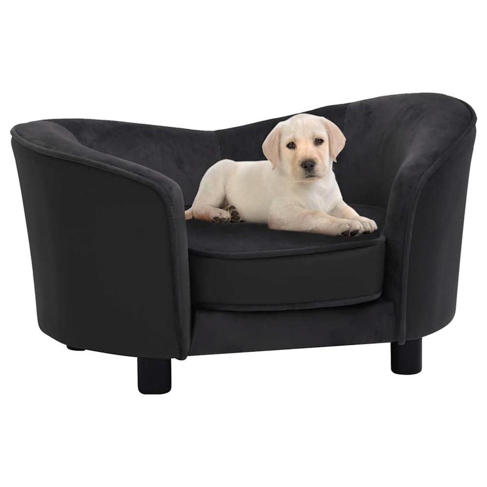 vidaXL Dog Sofa Black 69x49x40 cm Plush and Faux Leather