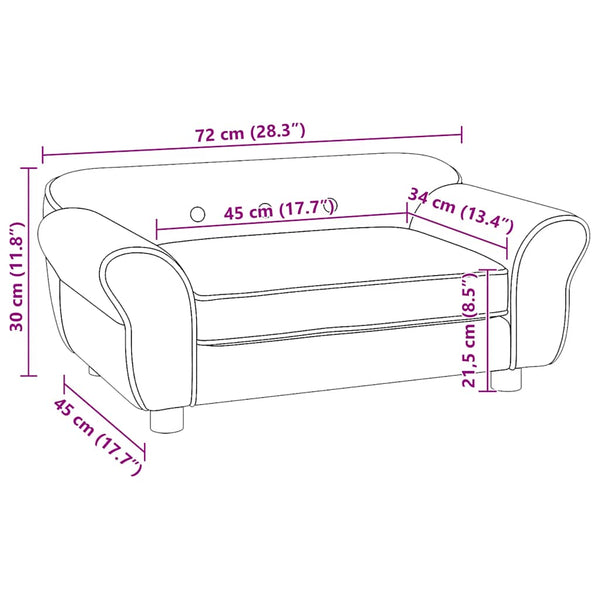 vidaXL Dog Sofa Cream 72x45x30 cm Plush
