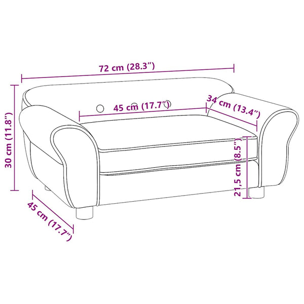 vidaXL Dog Sofa Turquoise 72x45x30 cm Plush