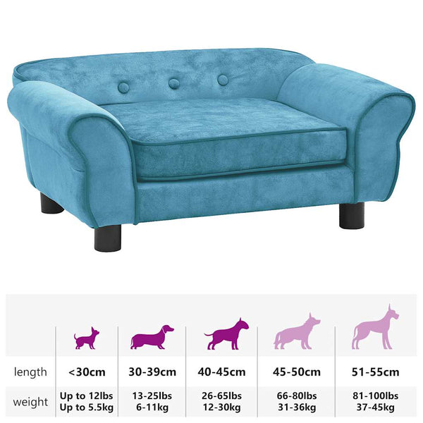 vidaXL Dog Sofa Turquoise 72x45x30 cm Plush