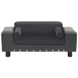 vidaXL Dog Sofa Dark Grey 81x43x31 cm Plush and Faux Leather