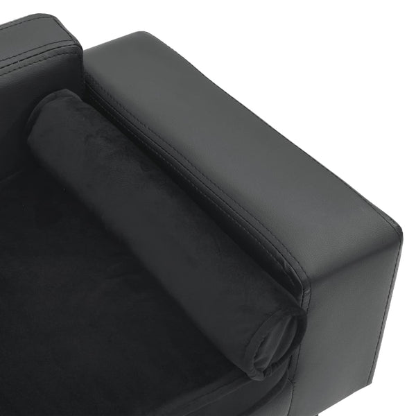 vidaXL Dog Sofa Dark Grey 81x43x31 cm Plush and Faux Leather